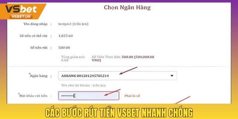 Các bước để rút tiền thưởng Vsbet nhanh chóng, an toàn